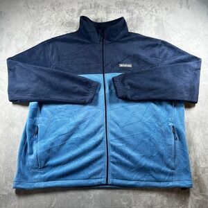 Columbia Mens 3X Fleece Jacket Full Zip Blue Two Tone Mock Neck Soft